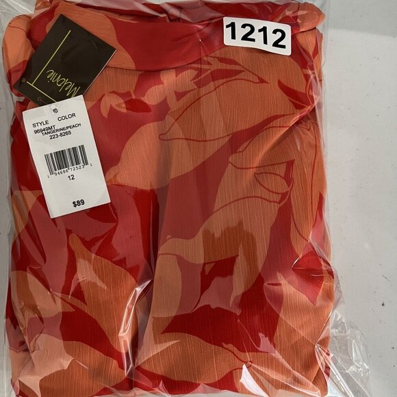 Melonie T NWT Women 12 Chiffon Ruffle Artsy Leaf Tiered Dress 3/4 Balloon Sleeve - Picture 16 of 16